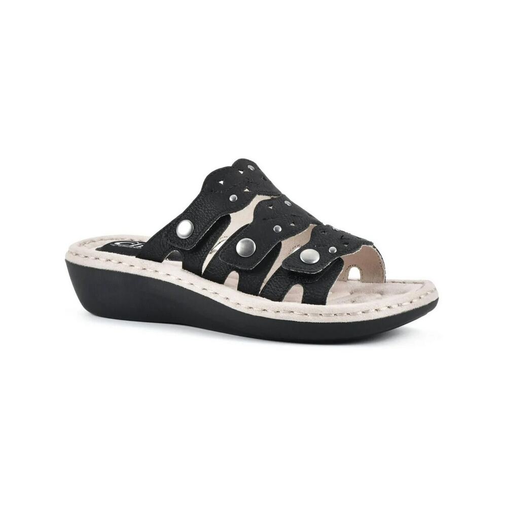 Cliffs By White Mountain Women's Caring Casual Slide Sandals, Black Size 8M
